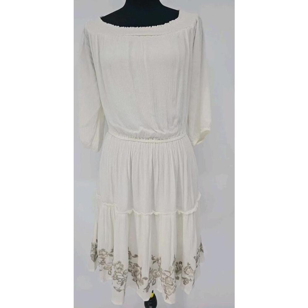 Abercrombie‎ & Fitch Womens Peasant Dress Medium White Embroidered Tiered